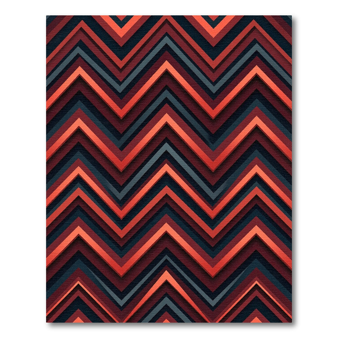 Vibrant Red Jagged Stripe Layer Rug