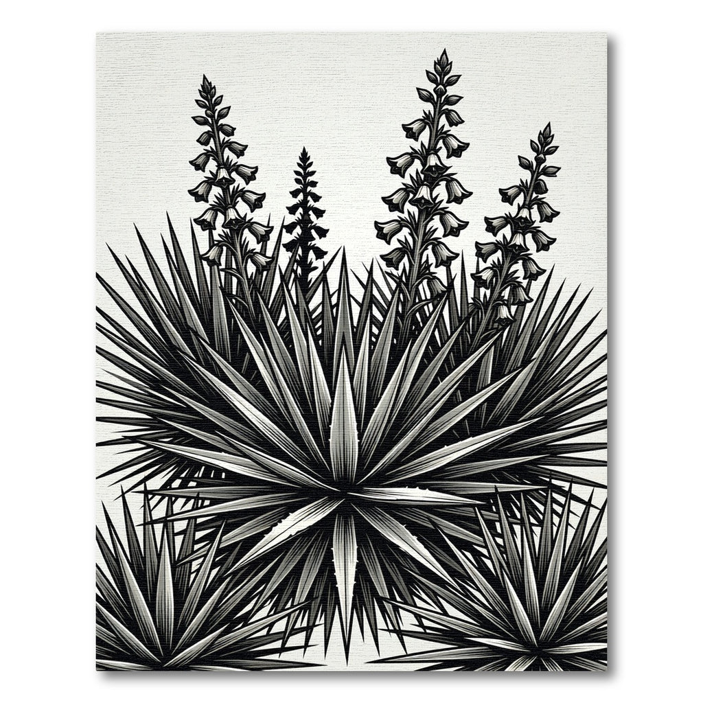 Monochromatic Agave Floral Bloom Rug