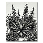 Monochromatic Agave Floral Bloom Rug