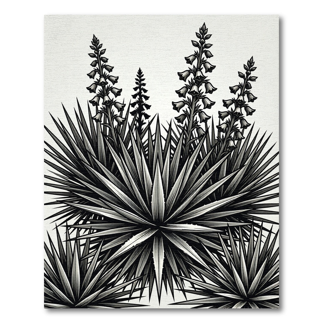 Monochromatic Agave Floral Bloom Rug