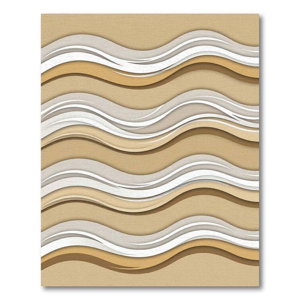 Neutral Sand Wavy Layered Curves Rug