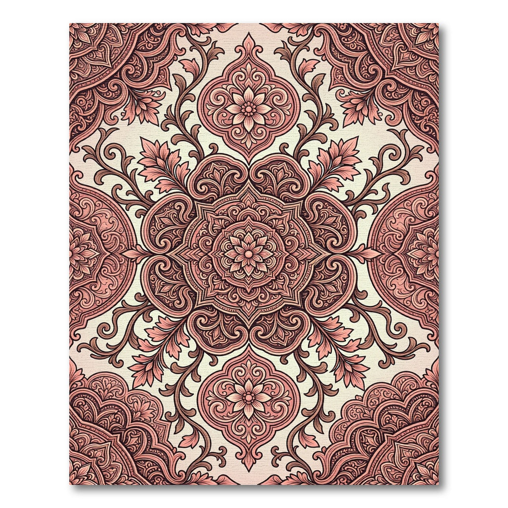 Blush Floral Damask Medallion Backdrop Rug