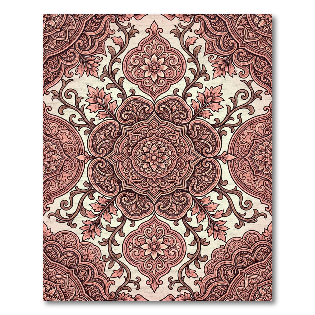 Blush Floral Damask Medallion Backdrop Rug