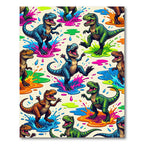 Colorful Dinosaur Splatter Ink Surface Rug