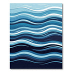 Abstract Indigo Ocean Wave Layers Rug