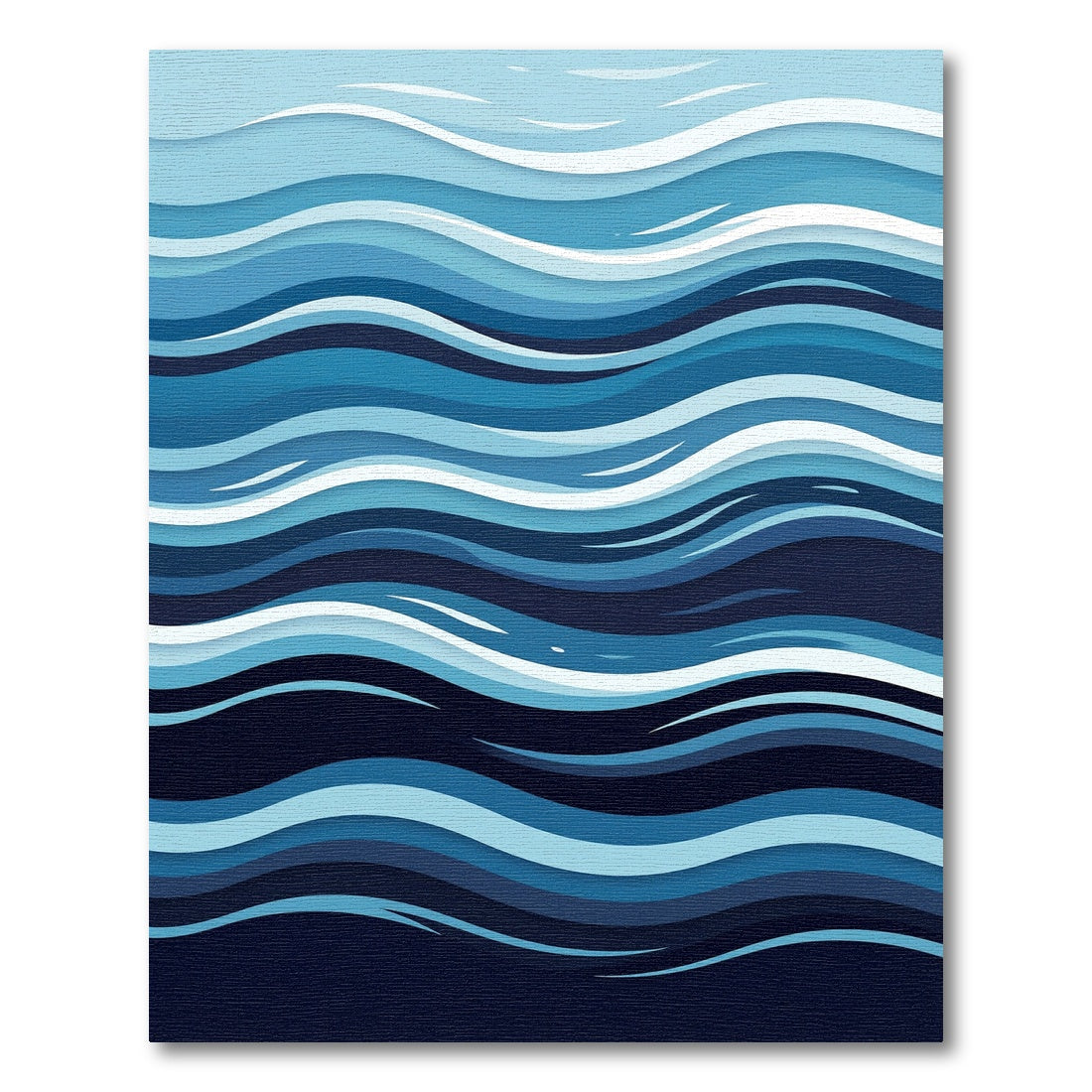 Abstract Indigo Ocean Wave Layers Rug