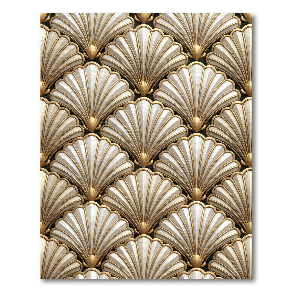 Glamorous White Gold Fan Relief Rug