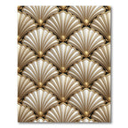 Glamorous White Gold Fan Relief Rug