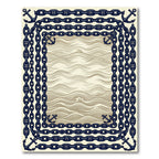 Nautical Anchor Chain Ocean Waves Frame Rug