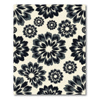 Black and White Monochrome Floral Meadow Rug