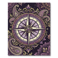 Ornate Purple Paisley Compass Medallion Rug