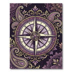 Ornate Purple Paisley Compass Medallion Rug