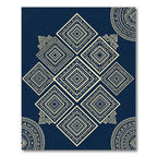 Navy Geometric Golden Diamond Mandala Rug