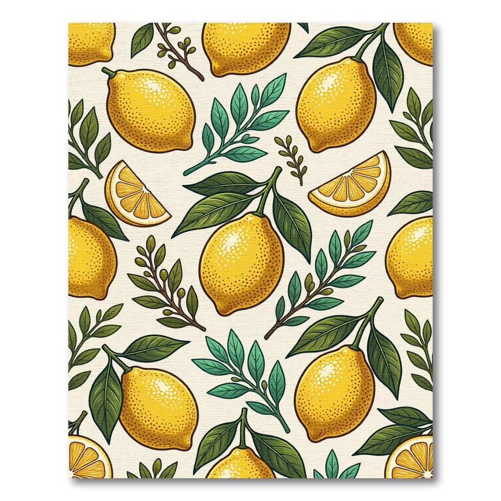 Sunny Mediterranean Lemon Grove Illustration Rug