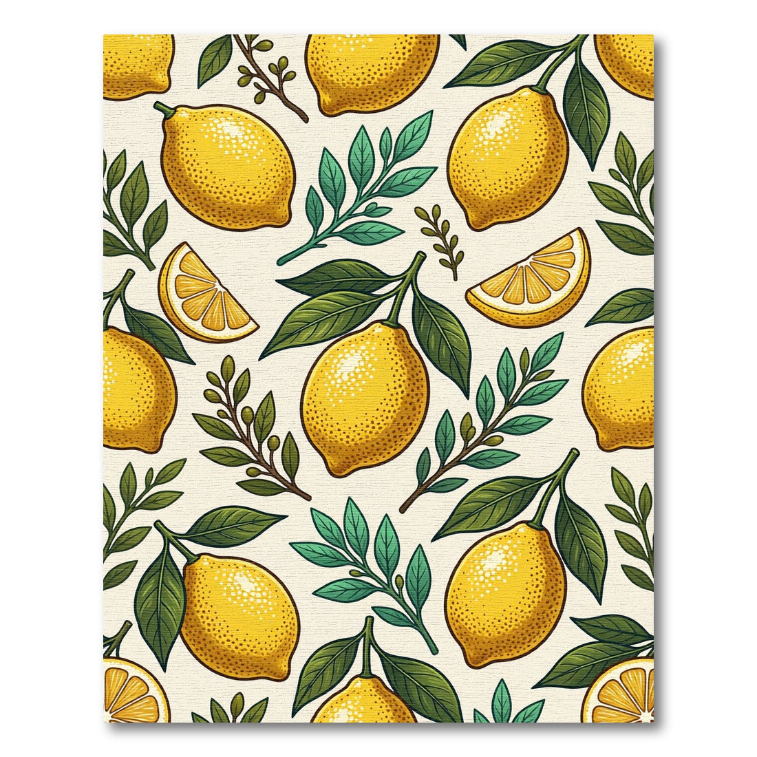 Sunny Mediterranean Lemon Grove Illustration Rug