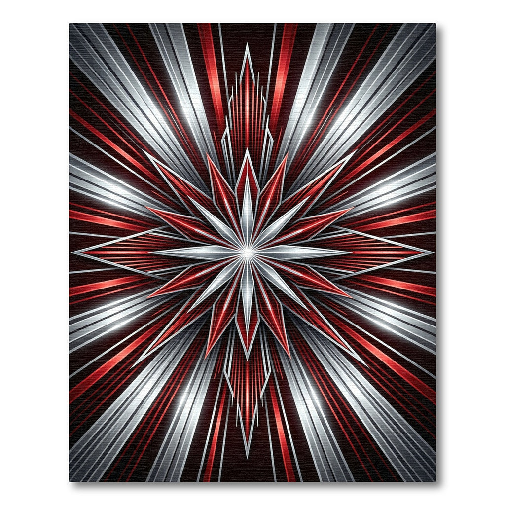 Bold Red Silver Starburst Radiance Rug