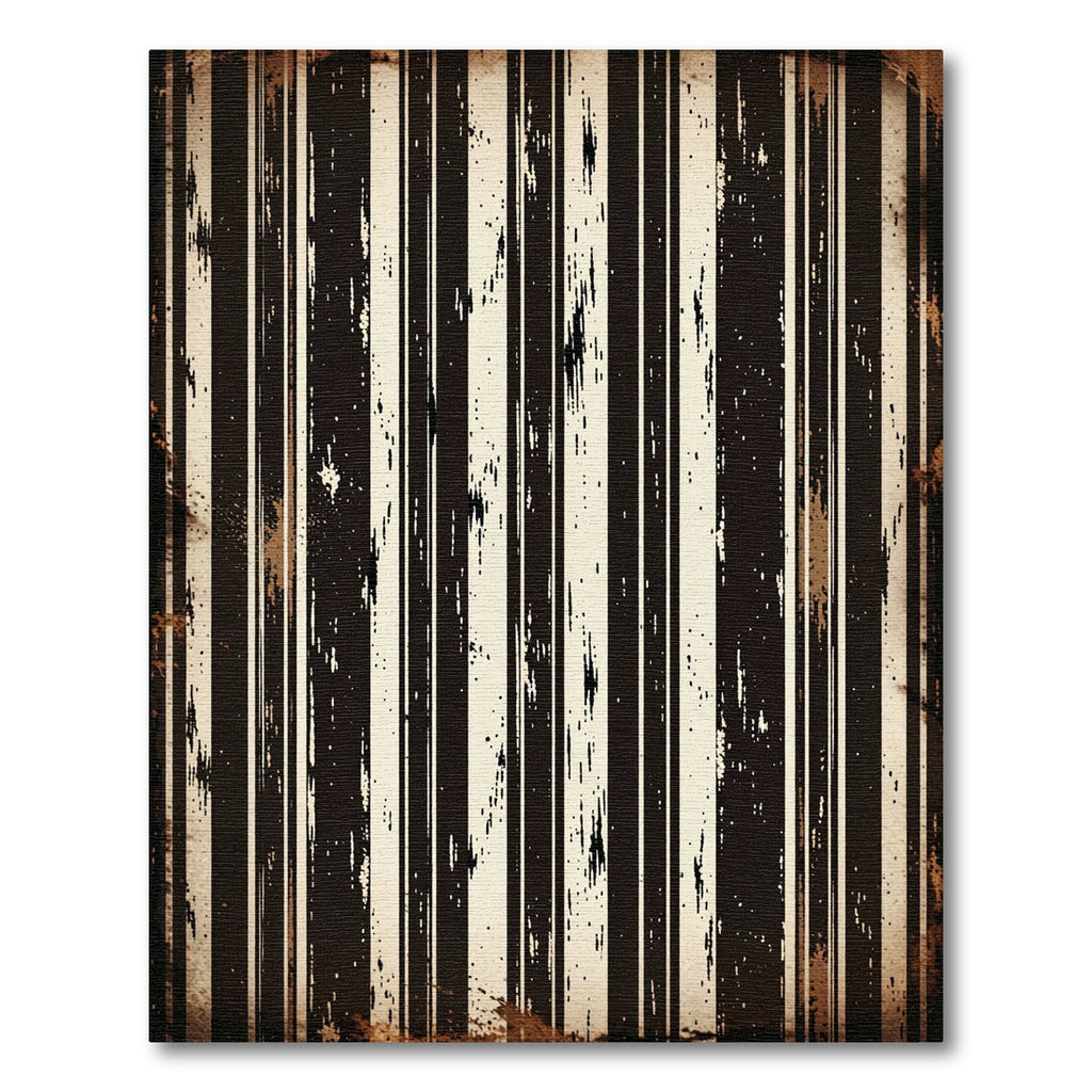Distressed Black Vertical Stripe Rug