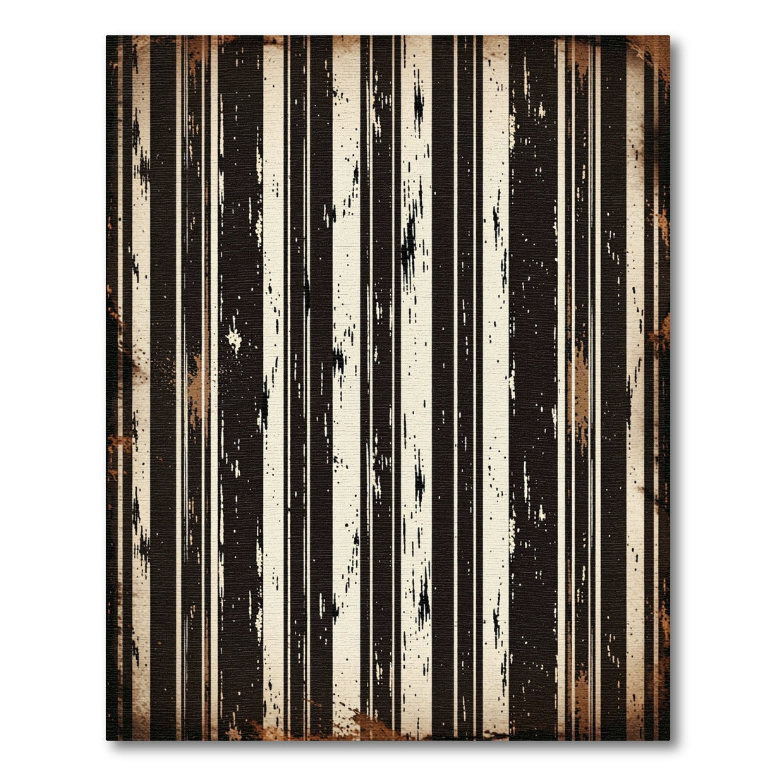 Distressed Black Vertical Stripe Rug