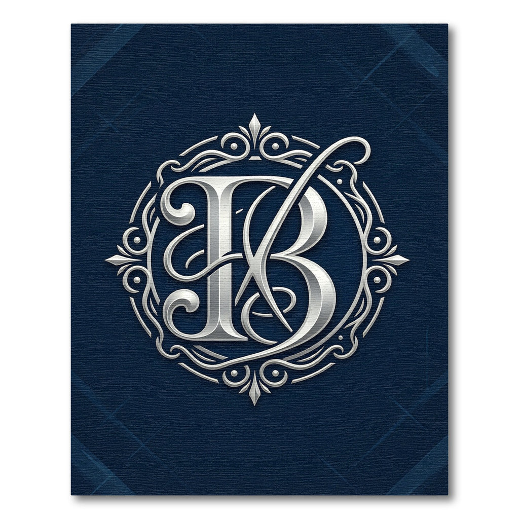 Elegant Silver Monogram Circular Emblem Rug