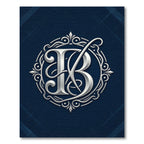 Elegant Silver Monogram Circular Emblem Rug