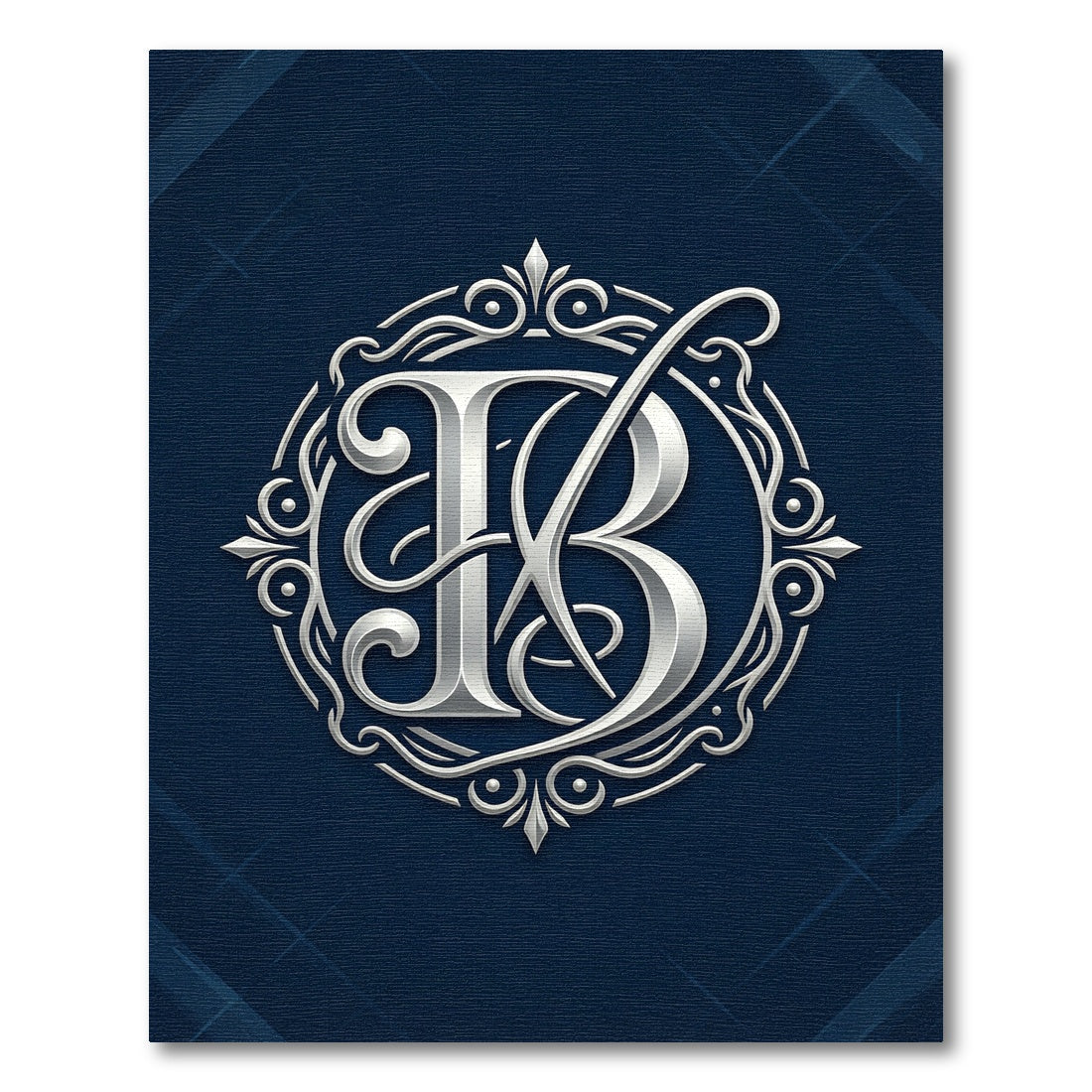 Elegant Silver Monogram Circular Emblem Rug