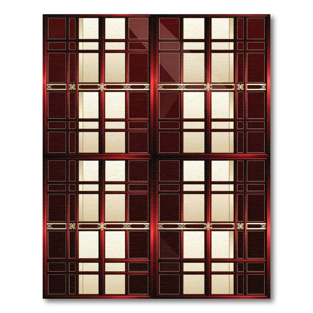 Rich Red and Gold Geometric Lattice Rug