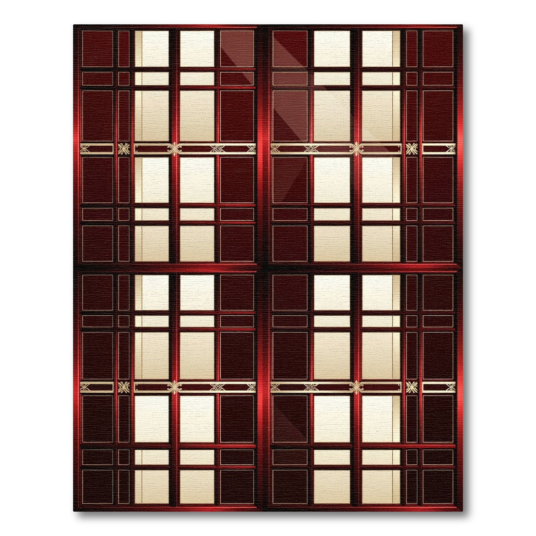 Rich Red and Gold Geometric Lattice Rug