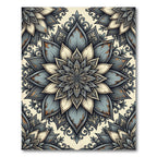 Distressed Slate Blue Floral Medallion Rug