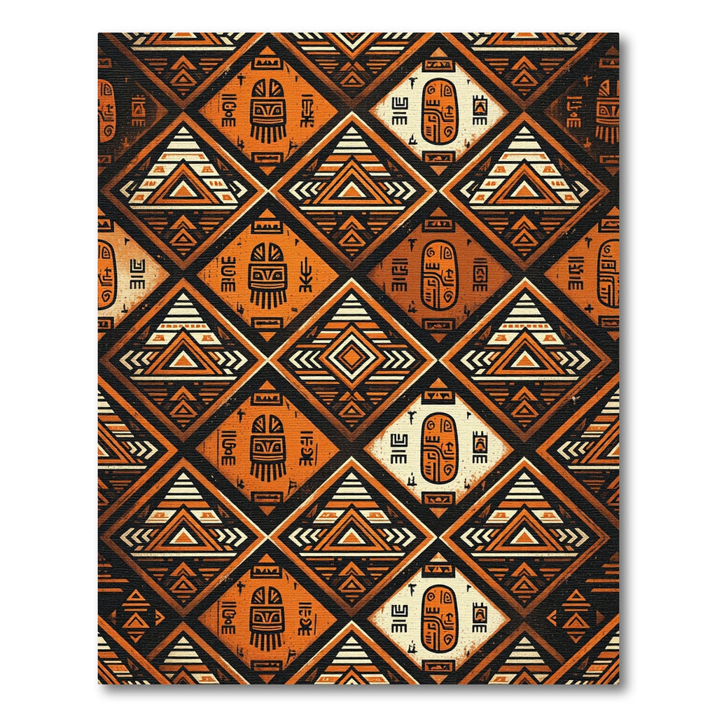 Earthy Geometric Ancient Tribal Diamond Rug