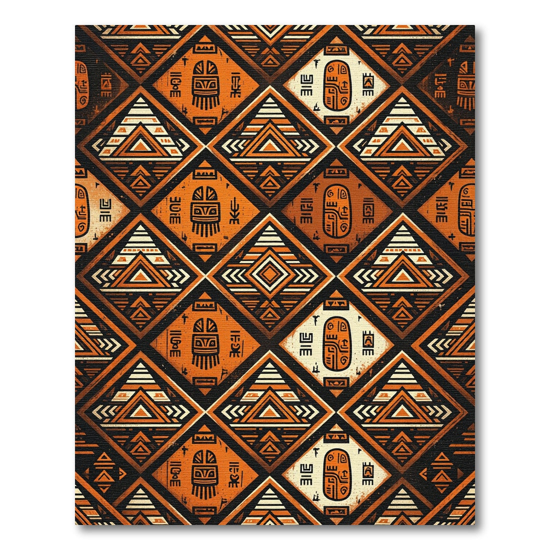 Earthy Geometric Ancient Tribal Diamond Rug