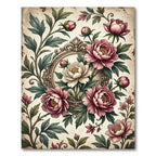 Antique Peony Floral Oval Medallion Rug