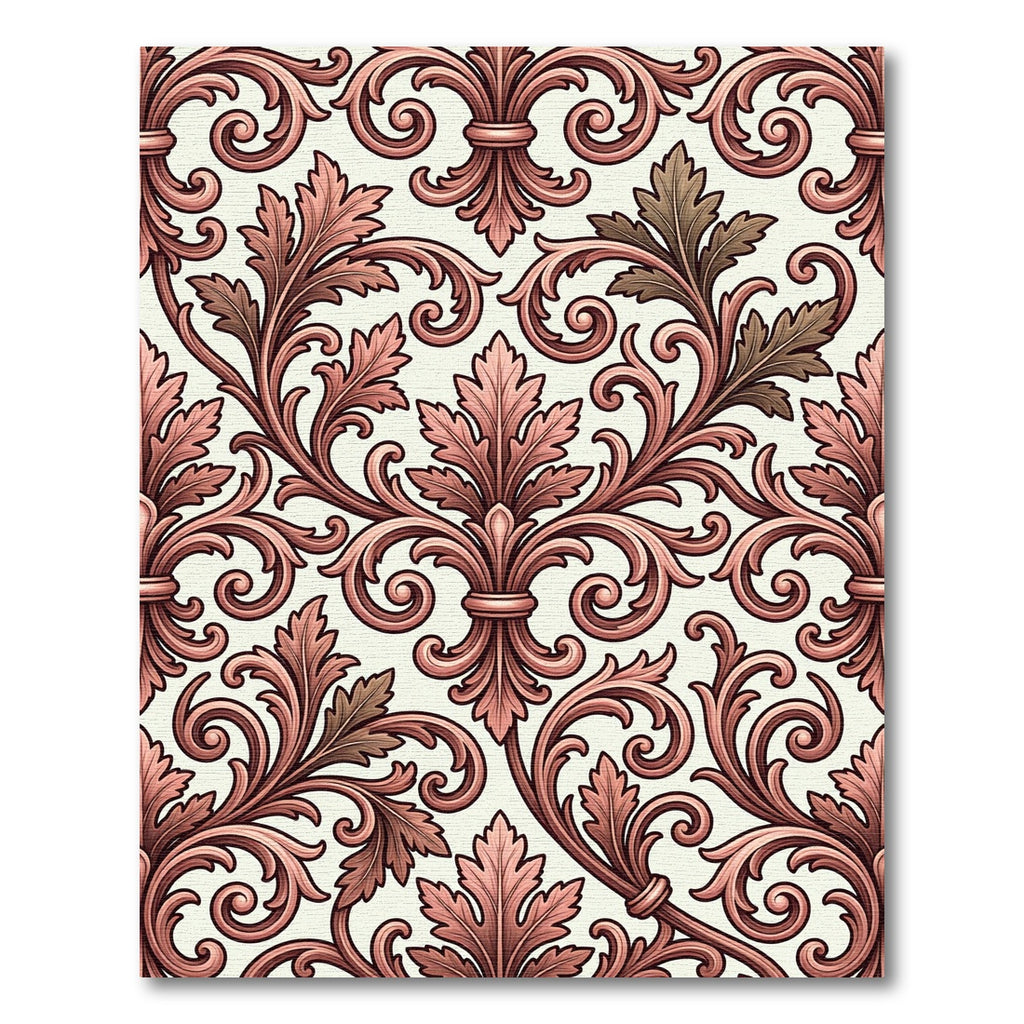 Ornate Rose Gold Acanthus Scroll Rug