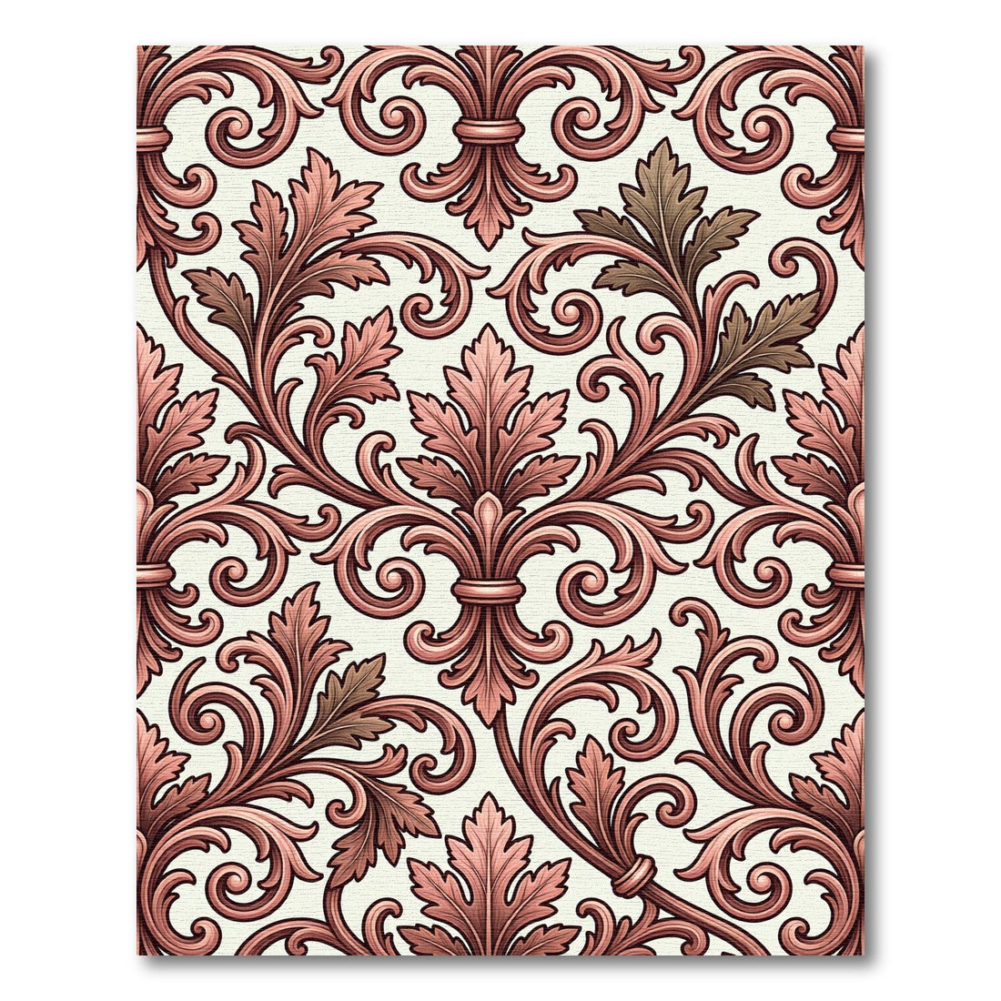 Ornate Rose Gold Acanthus Scroll Rug