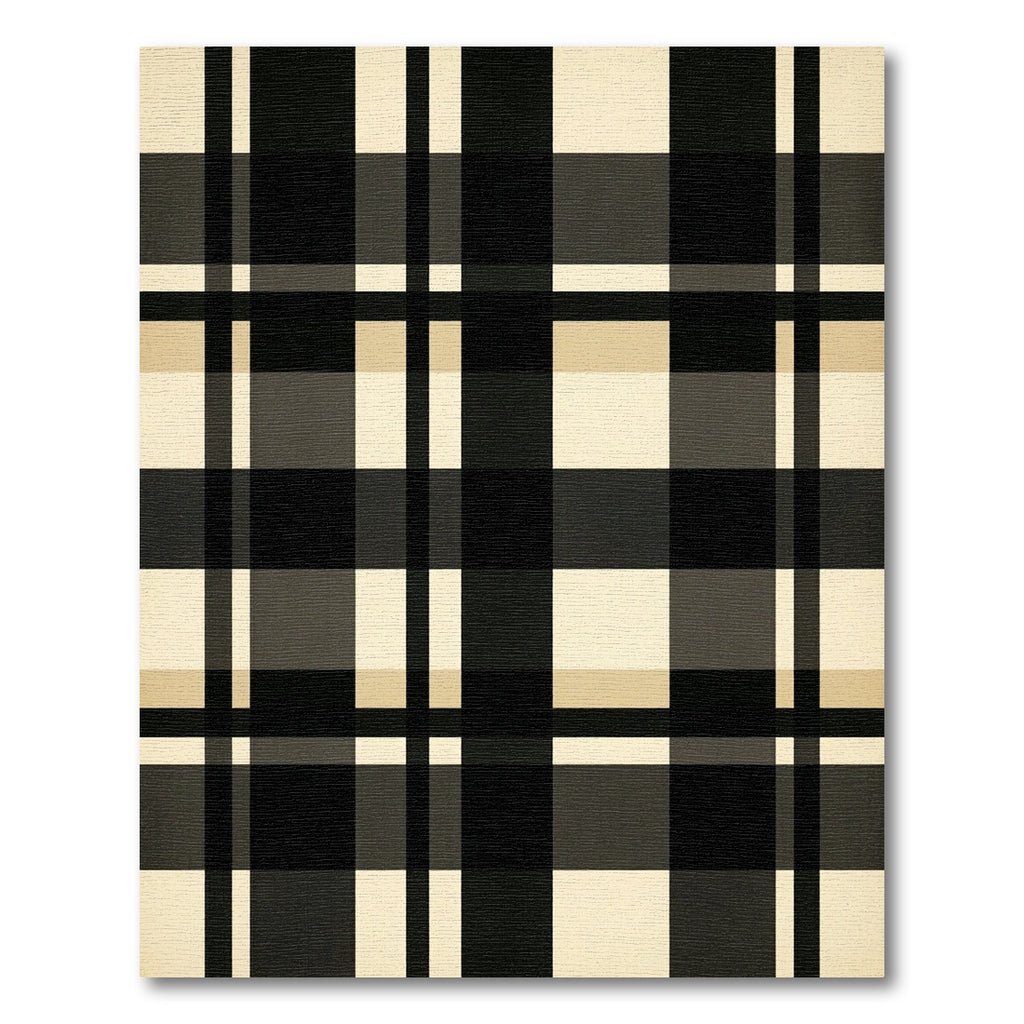 Minimalist Black and Beige Plaid Rug