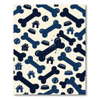 Playful Navy Bone and Dog House Rug
