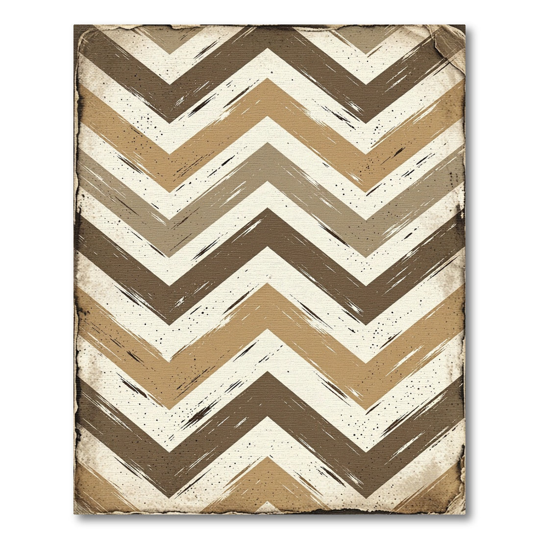 Brown Beige Cream Chevron Brushstrokes Rug