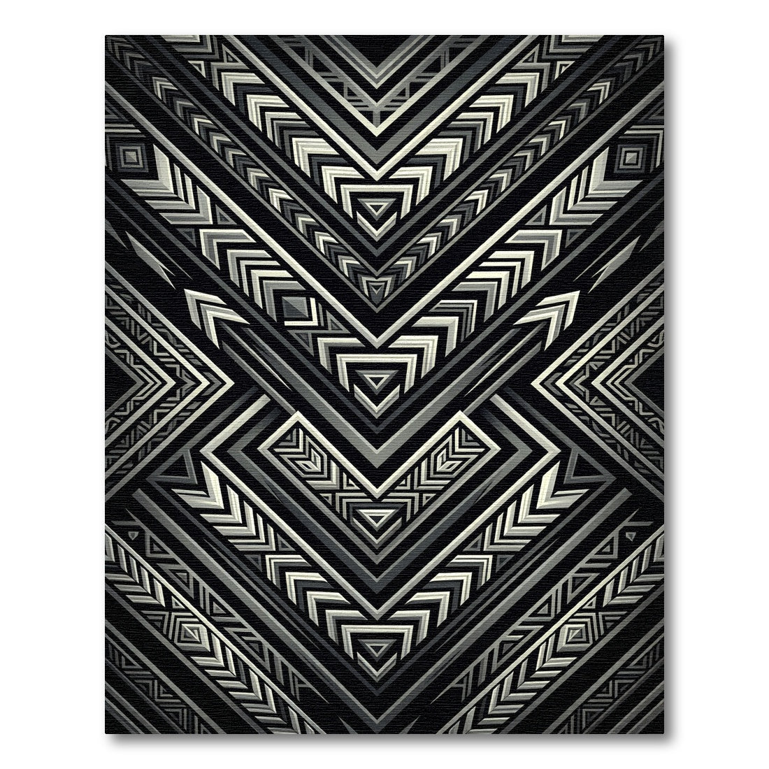 Monochrome Geometric Tribal Arrows Rug
