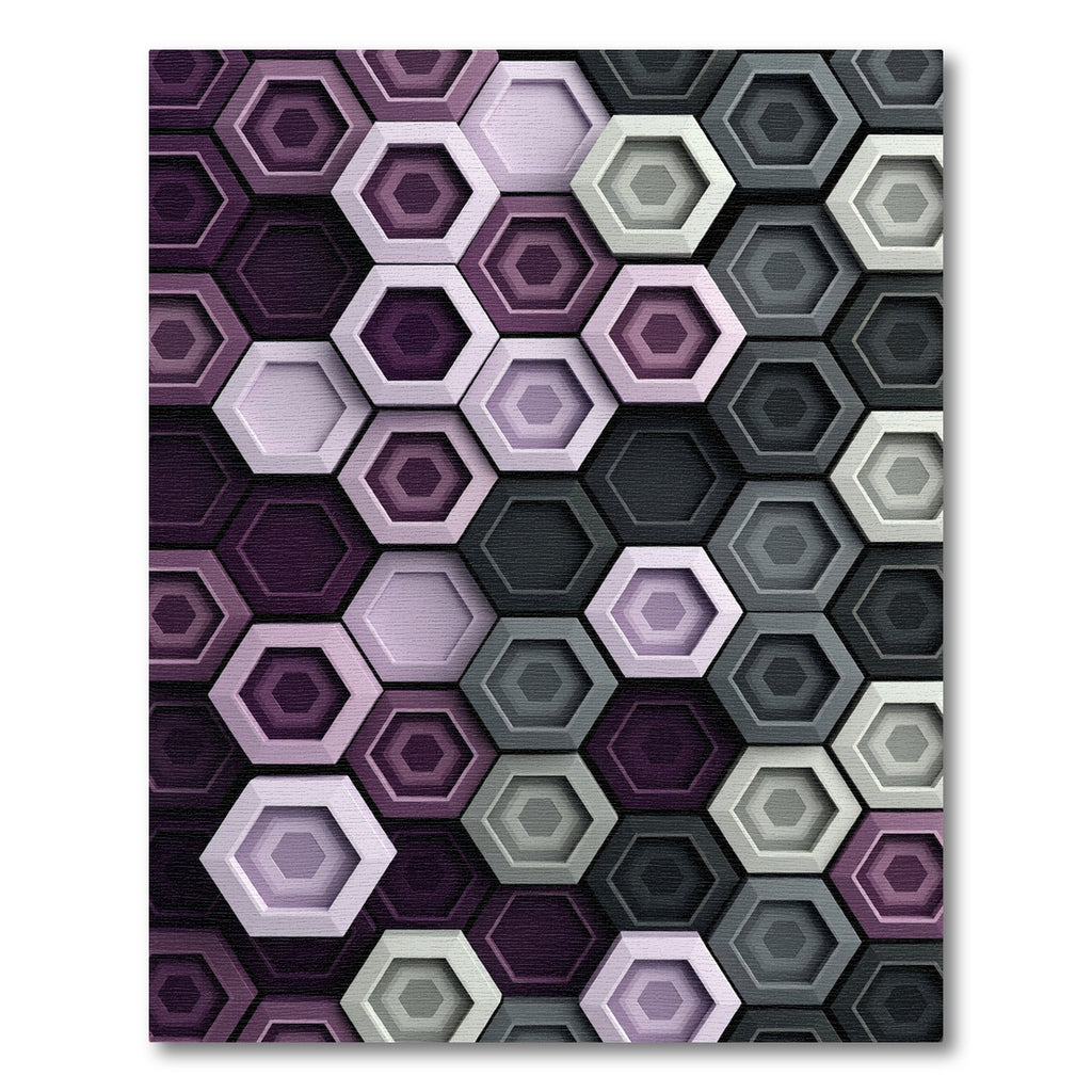 Modern Purple and Gray Hexagon Geometry Rug