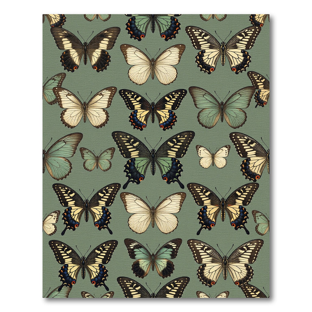 Sage Green Whimsical Butterfly Garden Rug