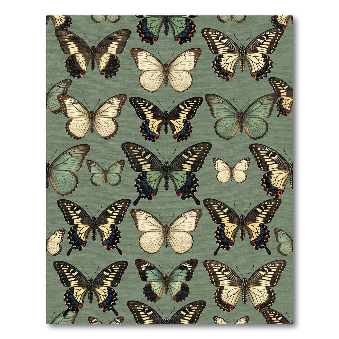 Sage Green Whimsical Butterfly Garden Rug