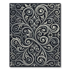 Ornate Grey Scrollwork Flourish Rug