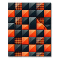 Modern Geometric Plaid and Orange Tile Rug