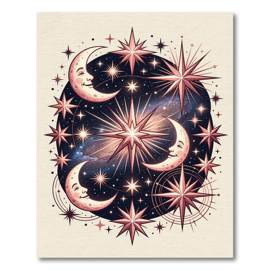 Celestial Crescent Moon Starry Night Rug