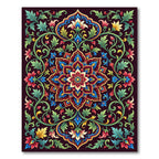 Vibrant Crimson Floral Medallion Swirl Rug
