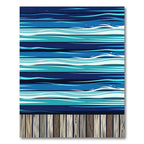 Coastal Blue Wave Plank Floor Art Rug