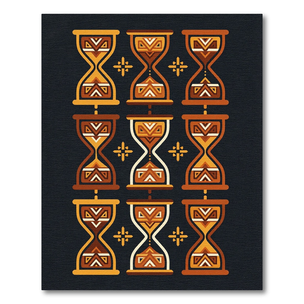 Amber Geometric Hourglass Grid Rug