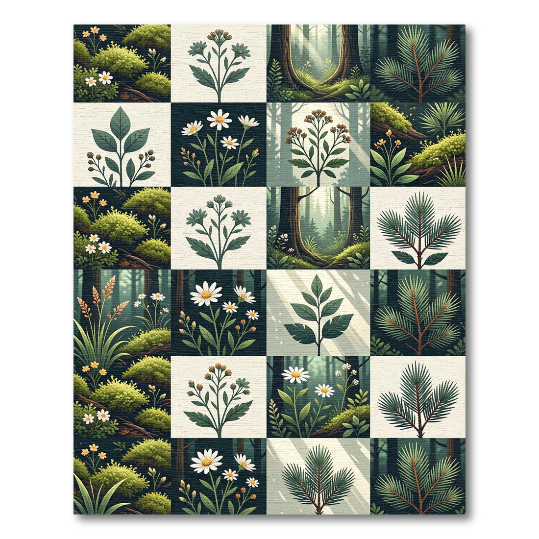 Botanical Forest Grid Green Meadow Rug