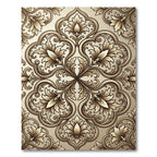 Antique Gold Courtly Floral Scroll Rug