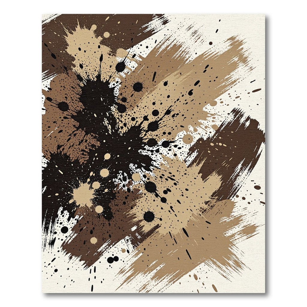 Abstract Earth Tone Ink Splatter Rug