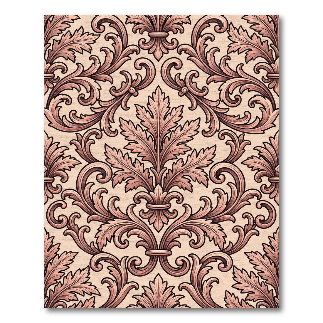 Elegant Pink Acanthus Scroll Rug